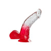 TWO TONE 6 inch DONG Clear Red Dildo with balls