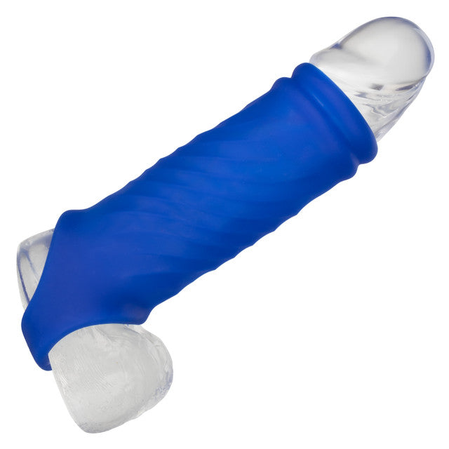 CaleXOtics ADMIRAL LIQUID SILICONE WAVE EXTENSION Blue Open Head Penis Extender 