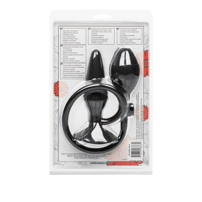 CaleXOtics BOOTY CALL BOOTY PUMPER Medium Black Inflatable Silicone Butt Plug with Suction Cup