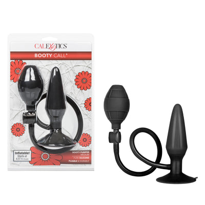 CaleXOtics BOOTY CALL BOOTY PUMPER Medium Black Inflatable Silicone Butt Plug with Suction Cup
