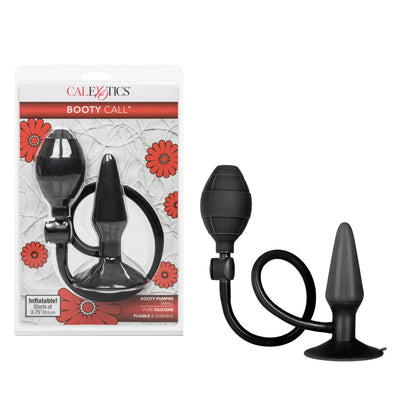 CaleXOtics BOOTY CALL BOOTY PUMPER Small Black Inflatable Silicone Butt Plug with Suction Cup