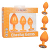 Calexotics CHEEKY GEMS 3 Piece Anal Training Kit with Graduated Orange Butt Plugs with Sparkling Gem