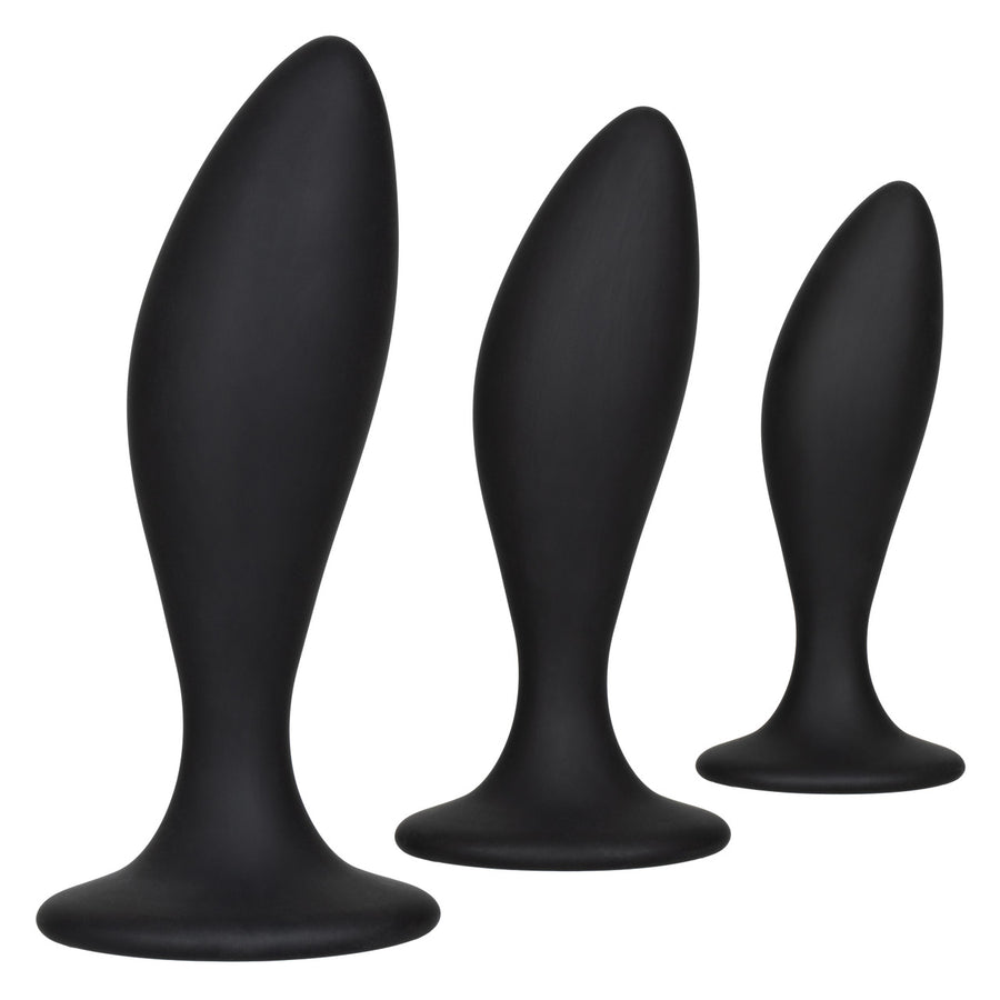 Calexotics SILICONE ANAL CURVE KIT 3 Piece Butt Plugs Training Kit with Suction Cup
