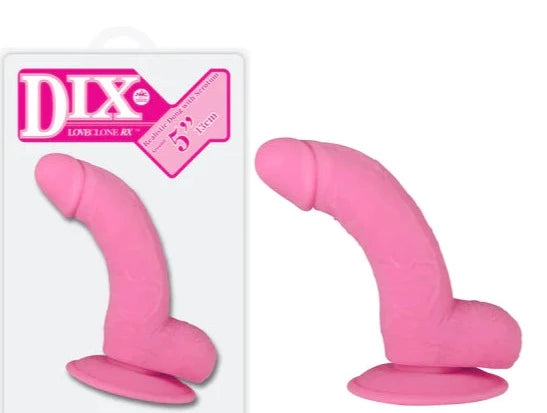 Dix Realistic Dong with Balls and Suction Cup 5 inch Pink Dildo