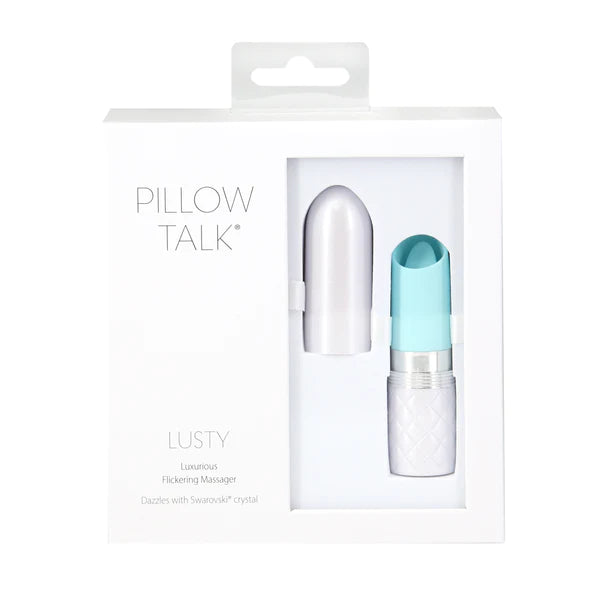 Pillow Talk LUSTY Flickering Tongue Lipstick Clitoral Vibrator with Swarovski Teal Tiffany Blue