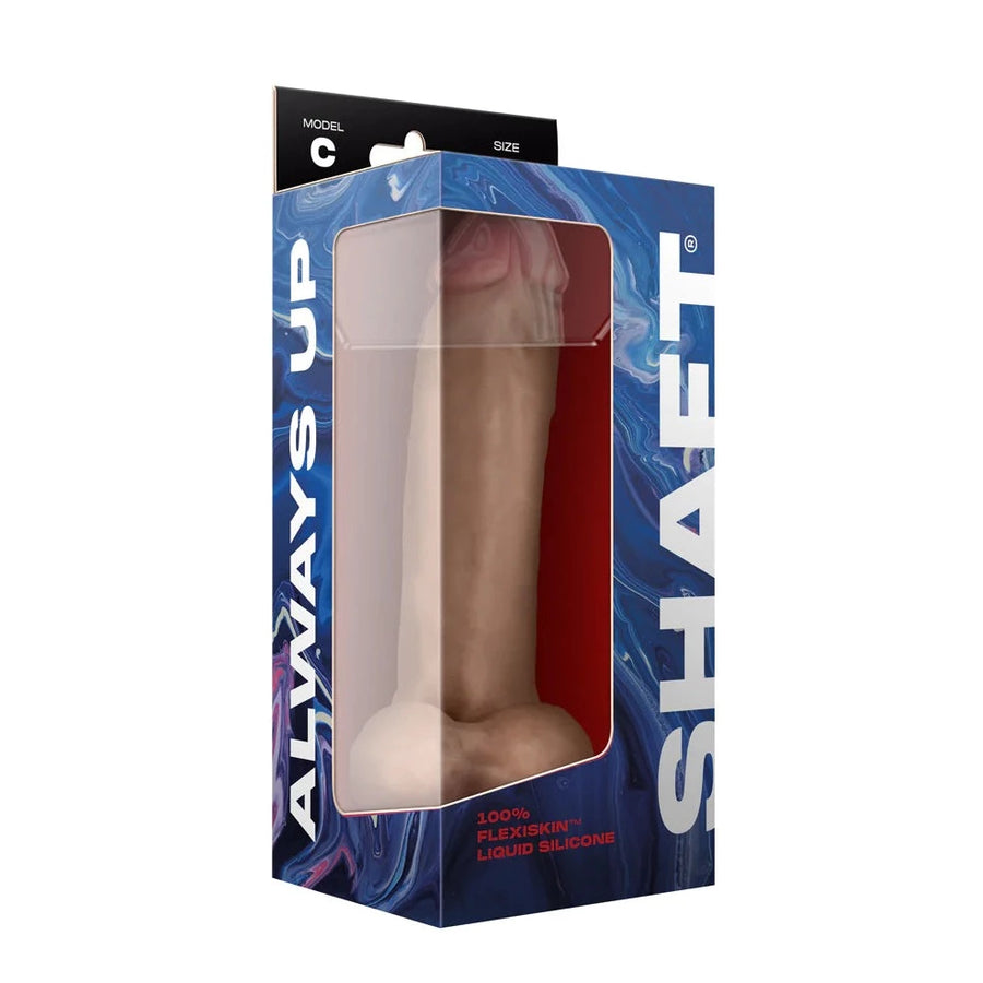 Shaft Always Up Model C Flexiskin Liquid Silicone Realistic Dildo with Balls 9.5 inch