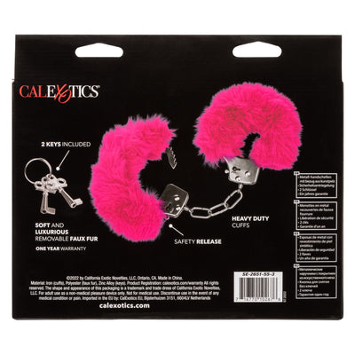CaleXOtics ULTRA FLUFFY FURRY CUFFS Silver Metal Handcuffs with Luxurious Pink Faux Fur