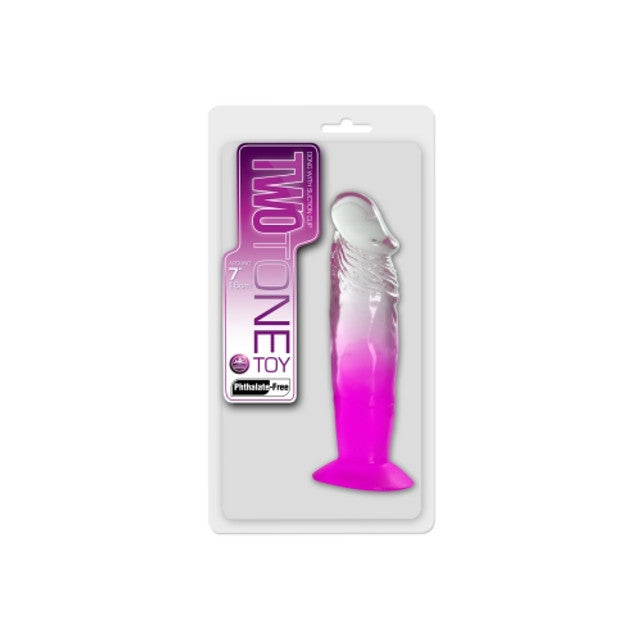 TWO TONE 7 inch DONG Clear Purple Dildo with no balls