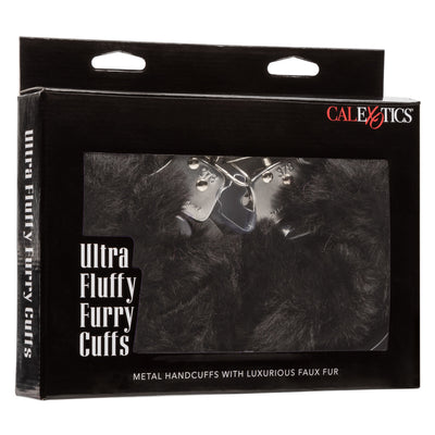CaleXOtics ULTRA FLUFFY FURRY CUFFS Silver Metal Handcuffs with Luxurious Black Faux Fur