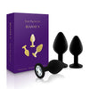 Rianne S BOOTY PLUG SET 3 Piece Anal Training Kit with Graduated Black Butt Plugs with Sparkling Gem