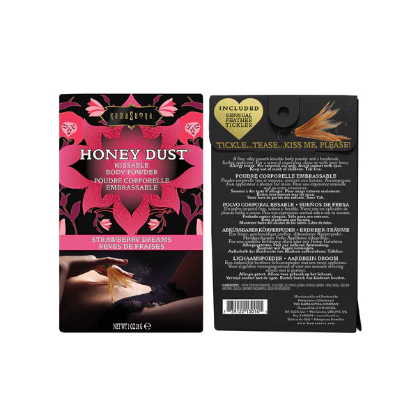 Kamasutra HONEY DUST KISSABLE BODY POWDER Strawberry Dreams includes Sensual Feather Tickler