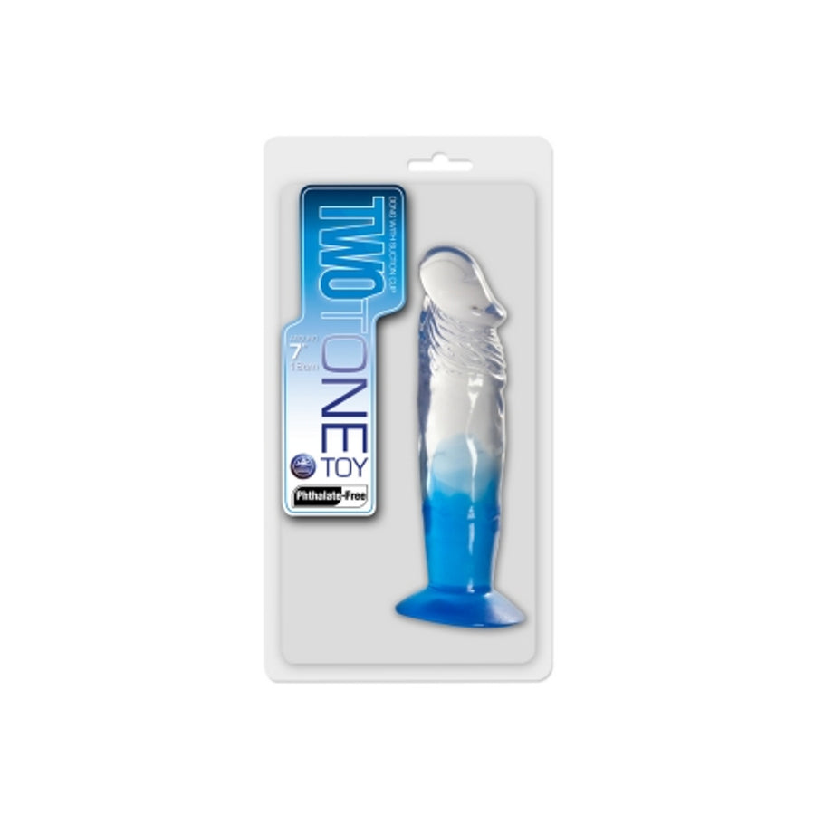 TWO TONE 7 inch DONG Clear Blue Dildo with no balls