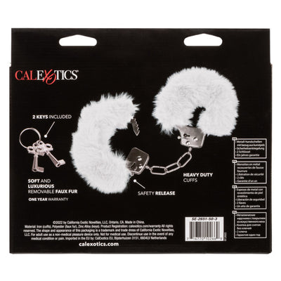 CaleXOtics ULTRA FLUFFY FURRY CUFFS Silver Metal Handcuffs with Luxurious White Faux Fur
