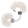 CaleXOtics ULTRA FLUFFY FURRY CUFFS Silver Metal Handcuffs with Luxurious White Faux Fur