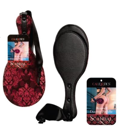 CalExotics Scandal Round Double Paddle Red and Black with Adjustable Black Wrist Tie