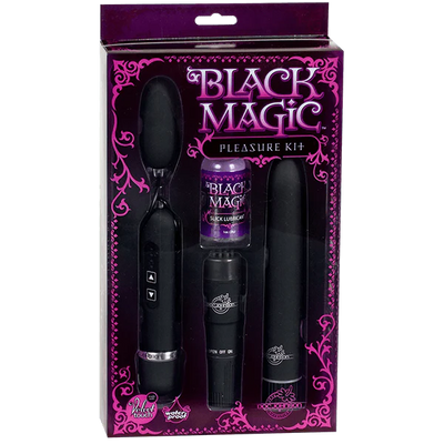 Doc Johnson BLACK MAGIC PLEASURE KIT includes 3 Vibrators and Lubricant