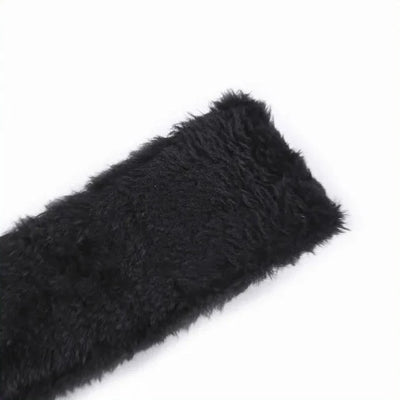 JOYGASMS Faux Fur Lined Adjustable Faux Leather Lockable Collar and Leash Set Black