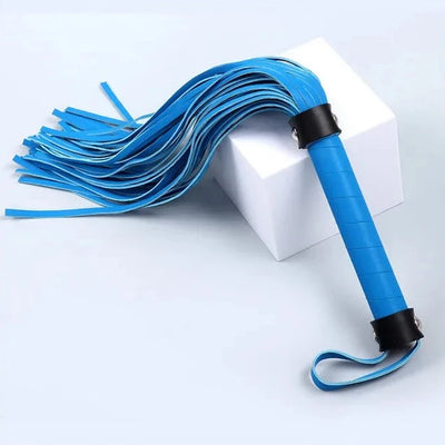 JOYGASMS Faux Leather Whip Blue Flogger with Silver Studs