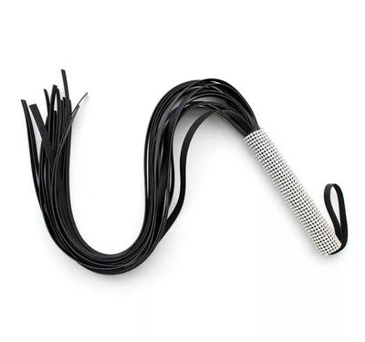 JOYGASMS Sparkly Diamante Handle Long Flogger with Soft Faux Leather Tails Whip