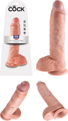 King Cock Thick Realistic Dildo with Balls and Suction Cup Mount Base 10 inch Flesh