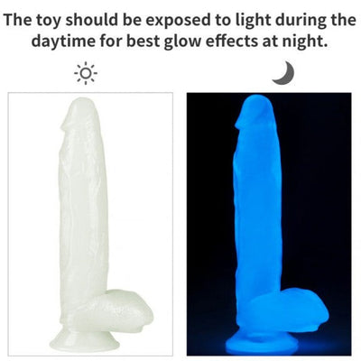 Lovetoy LUMINO PLAY GLOW IN THE DARK 10 inch Dildo with Balls and Suction Cup Mount Base