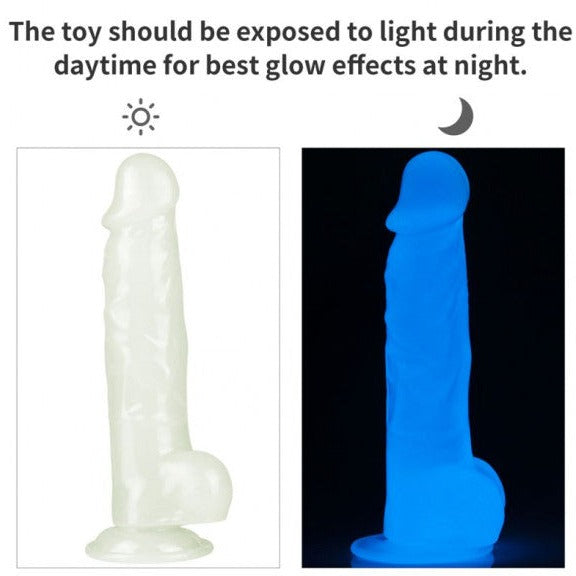 Lovetoy LUMINO PLAY GLOW IN THE DARK 8.5 inch Dildo with Balls and Suction Cup Mount Base