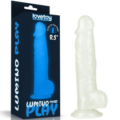 Lovetoy LUMINO PLAY GLOW IN THE DARK 8.5 inch Dildo with Balls and Suction Cup Mount Base