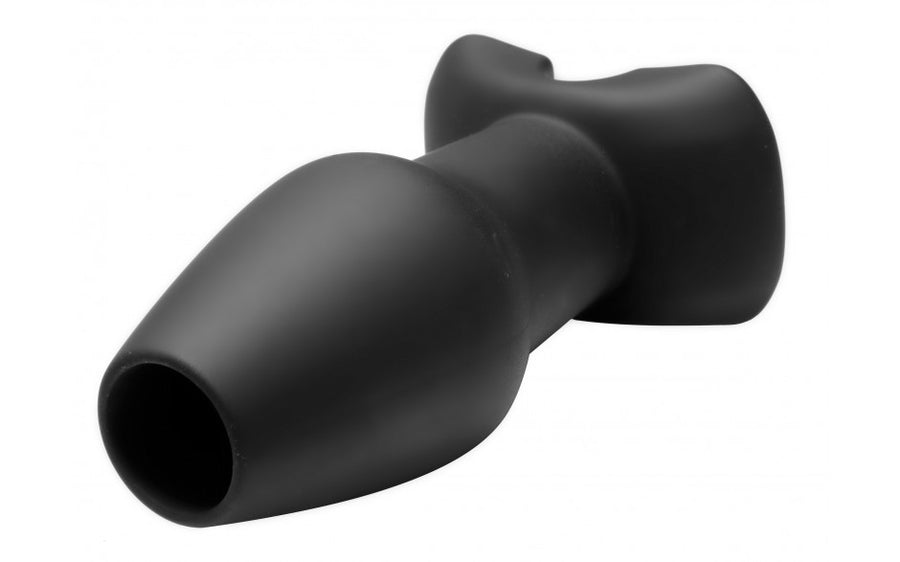 Master Series INVASION Large 5.25 inch Hollow Silicone Anal Plug Black Open Hole Butt Plug