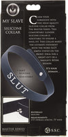 Master Series SLUT Wordband Adjustable BDSM Silicone Collar Black and White Choker