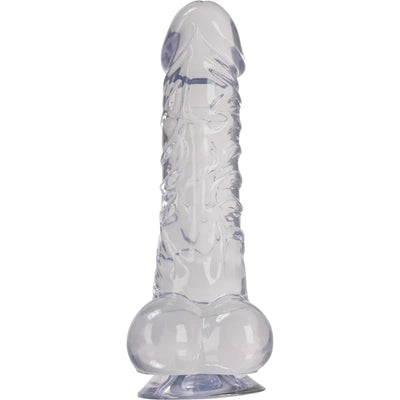 NMC LUXY 7 inch Clear Stone Series Realistic Dildo with Balls and Suction Cup