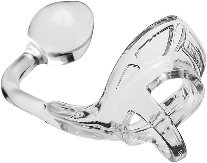 Perfect Fit Armour Tug Lock Hands Free Prostate Pleasure Cock Ring with Butt Plug Medium Clear