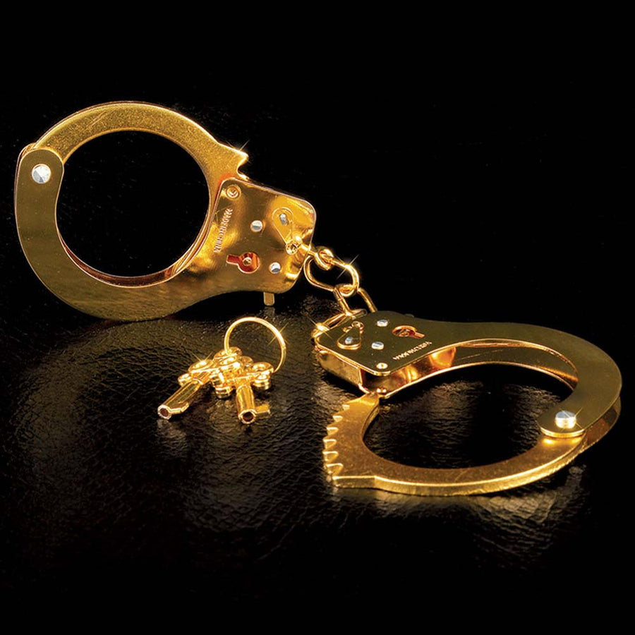 Pipedream Fetish Fantasy Gold Metal Cuffs Handcuffs Wrist Restraints