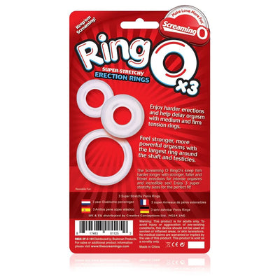 Screaming O RingO x 3 Super Stretchy Erection Rings Clear Cock Rings