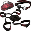 CalExotics Scandal Bed Restraint Kit includes Under the Bed Restraint + Blindfold + Breathable Ball Gag + Wrist Handcuffs + Ankle Restraints
