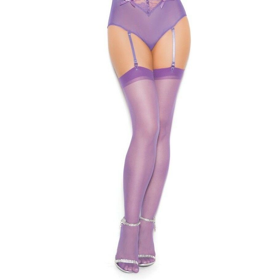 Elegant Moments Sheer Thigh High Stockings One Size Dahila Purple