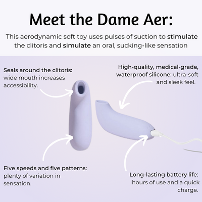 Dame AER Pressure Wave Suction Clitoral Stimulator Purple