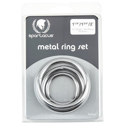 Spartacus Metal Cock Rings 3 Piece Set Nickel Plated Silver