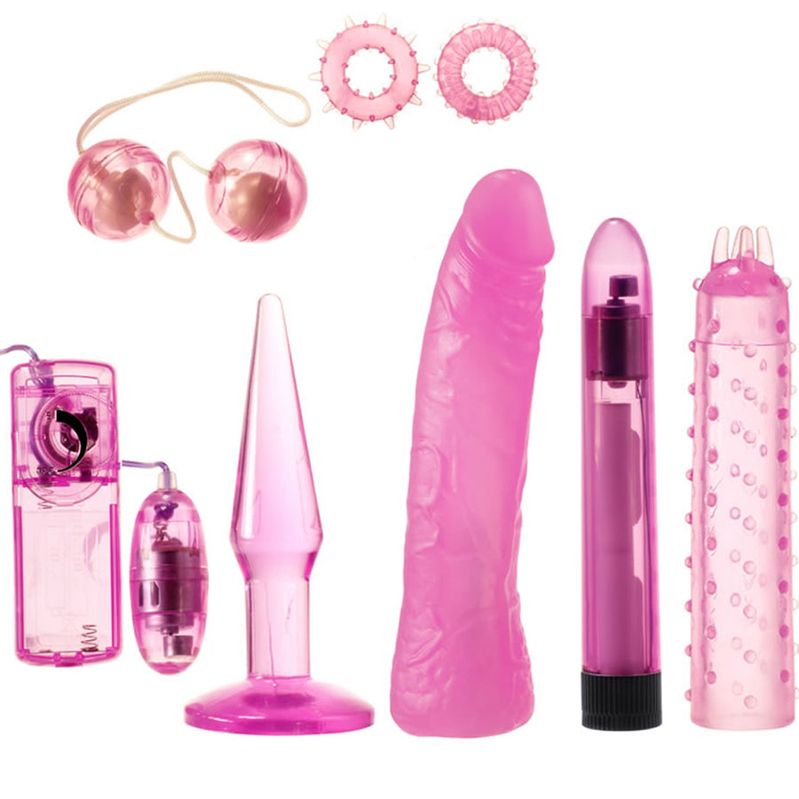 Seven Creations Mystic Treasures His Hers Couples Sensual Kit with a Classic Vibrator Pink