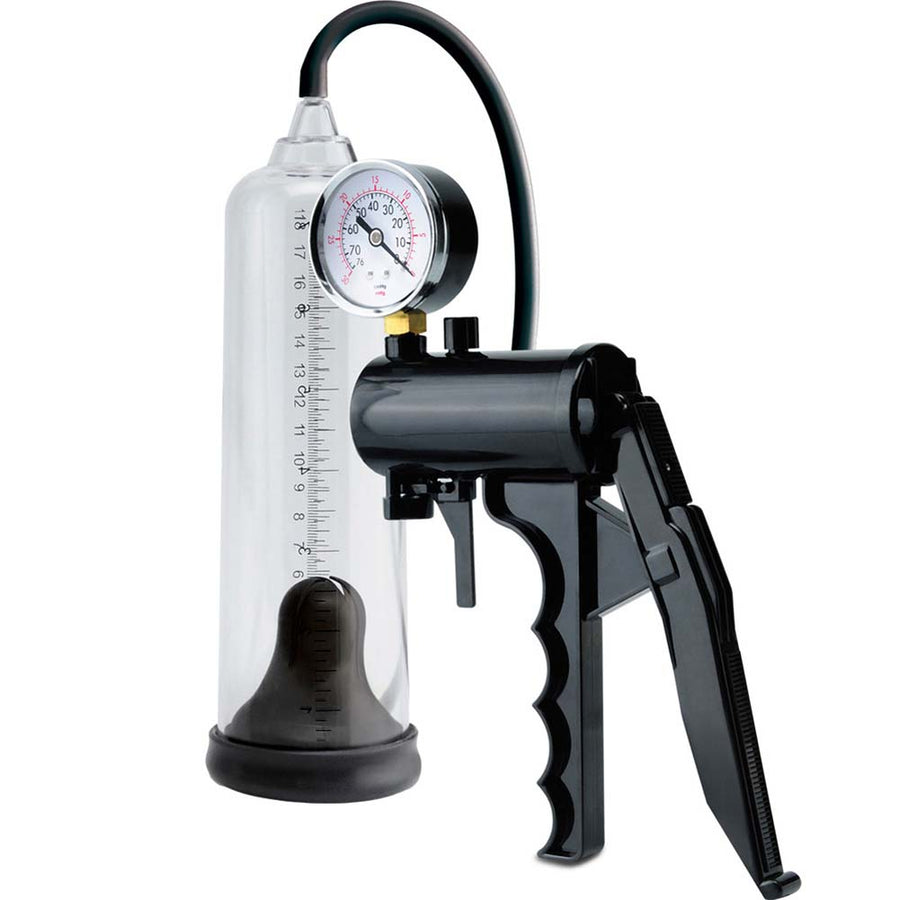 Pipedream Pump Worx Max Precision Power Penis Pump with Pressure Gauge 7.5 inch Clear