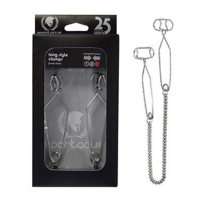 Spartacus Extremeline Tong Style Nipple Clamps with Jewel Chain