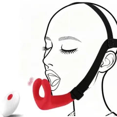 Wearable Oral Stimulation Vibrator Red 10-Speed with Remote Control