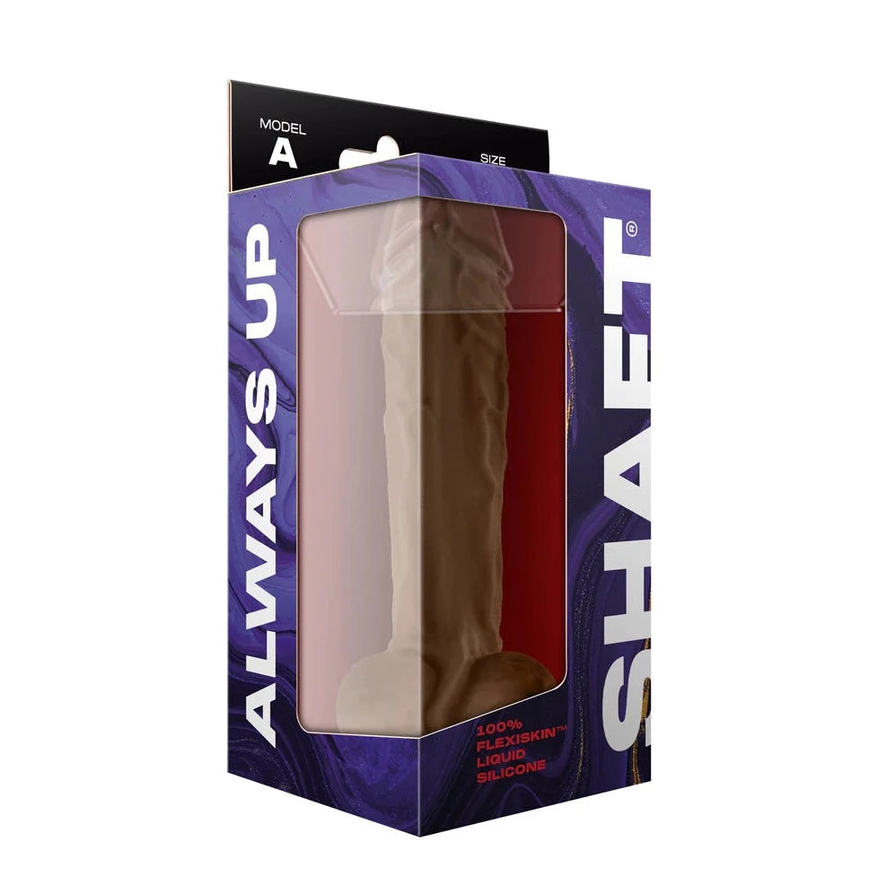 Shaft Always Up Model A Flexiskin Liquid Silicone Realistic Dildo with Balls 10.5 inch Oak