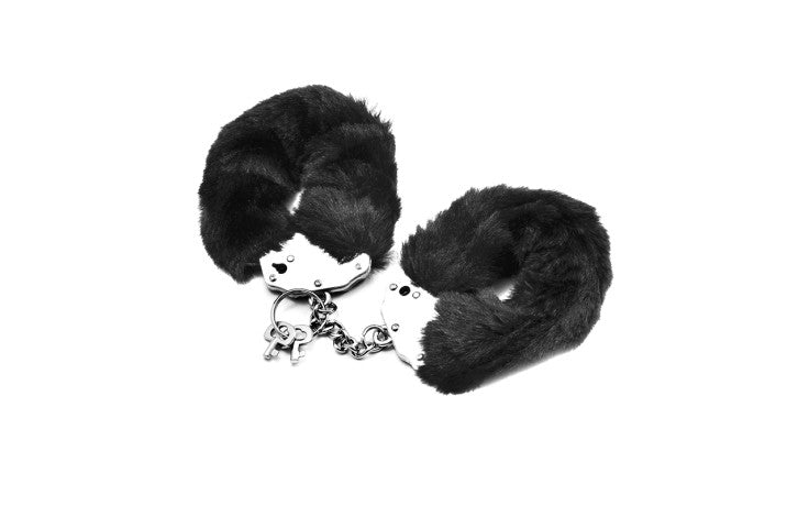 Fetish Pleasure Fluffy Hand Cuffs Black