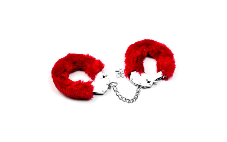Fetish Pleasure Fluffy Hand Cuffs Red