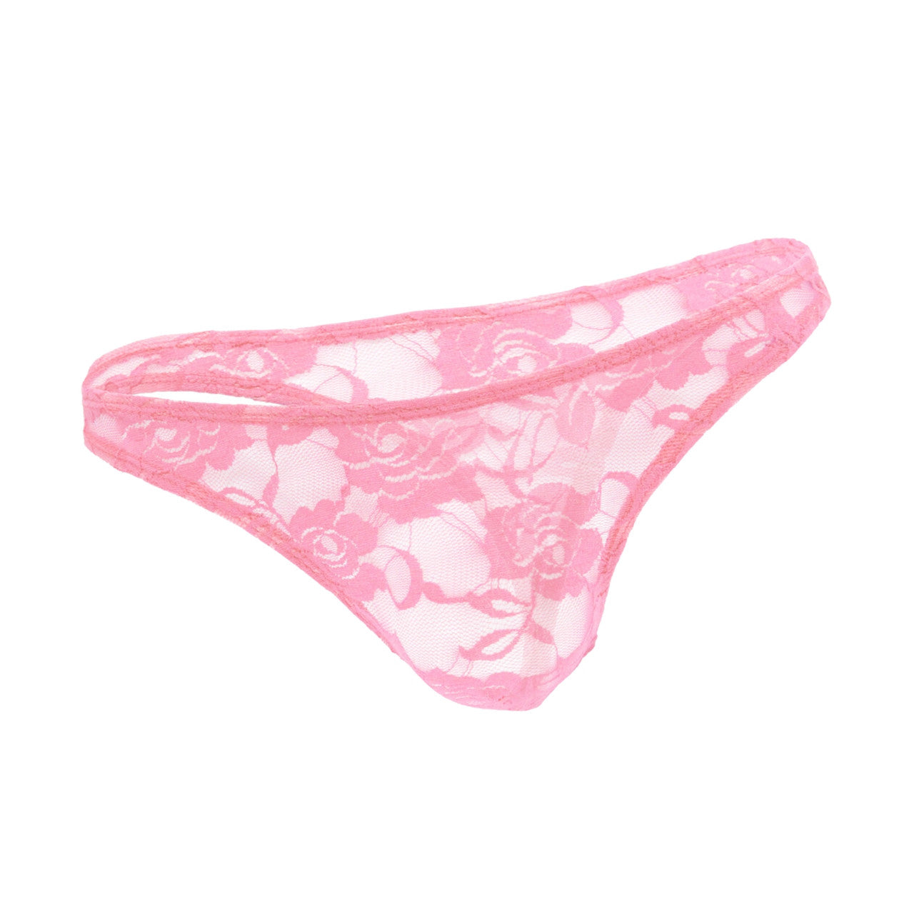 MEN1515  full lace g-string.  light pink .  Soft poly blend lace-LXL