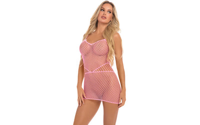 Roll Up Net Mini Dress