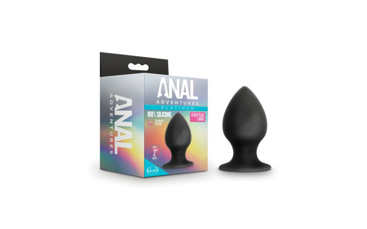 Anal Adventures Platinum Silicone Anal Stout Plug Black Anal Stretching Butt Plug with Suction Cup large