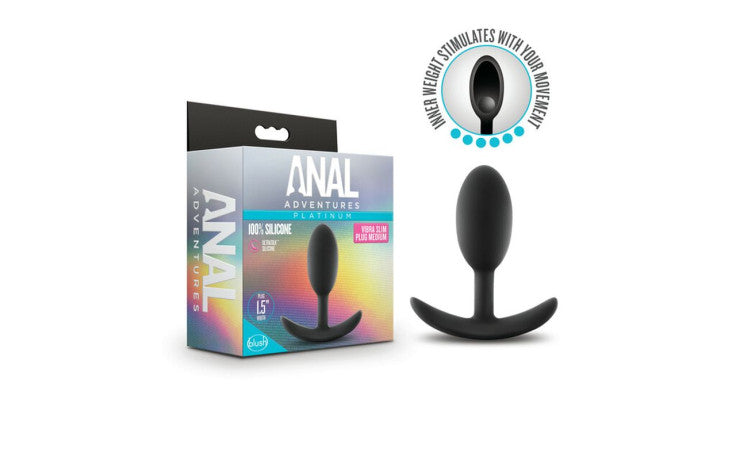 Anal Adventures Platinum Silicone Vibra Slim Plug Medium