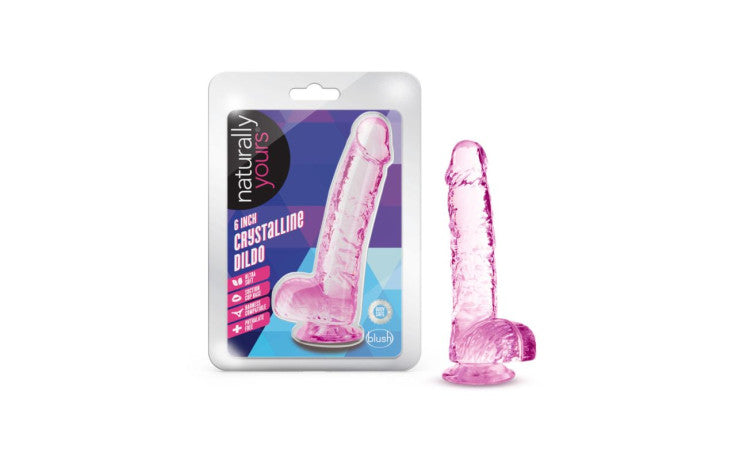 Naturally Yours 6" Crystaline Dildo Rose