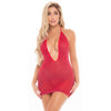 PINK LIPSTICK LOVE BITE PLUNGE HALTER DRESS
